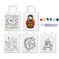 컬러링 에코백 아크릴 물감세트 (5종) 도안 캔버스천 그리기 가방 어린이 미술활동